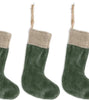 Set of Three Mini Velvet Stockings - Forest Green