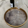 Round Mirrored Tray with World Map Gold edge