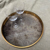 Round Gold Mirrored Base Tray with World Map Design