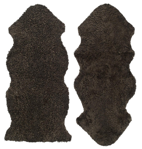 1.5 length short curly sheepskin rug chocolate brown