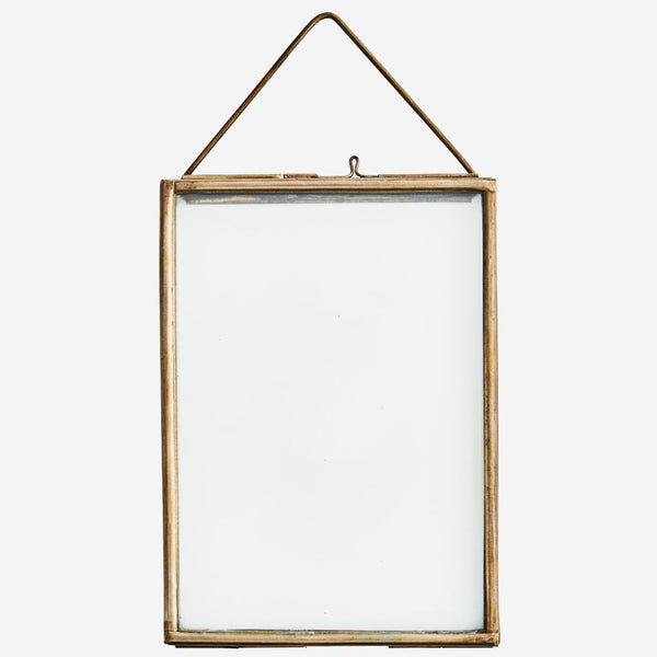 Simple Metal Edged Hanging Glass Frames Antique Brass