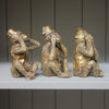 Set of Three Antiqued Gold No Evil Monkeys - Greige - Home & Garden - Chiswick, London W4 