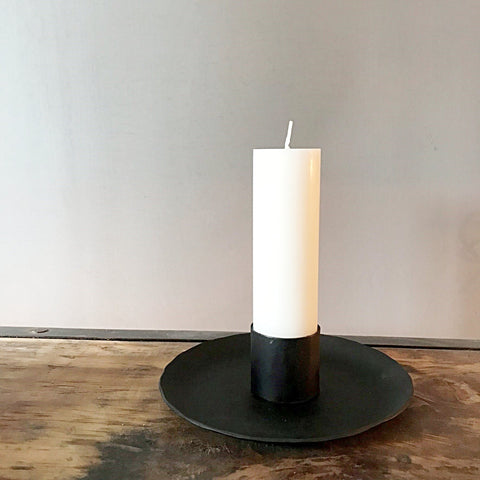 Simple Black Hand-Forged Iron Candleholder for 40mm Diameter Candle - Greige - Home & Garden - Chiswick, London W4 