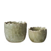 Mottled Green Organic Rimmed Flower Pot - Two Size Options