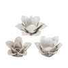 Porcelain Flower Candle or Tealight Holder - White Melange
