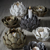 Porcelain Artichoke Candle or Tealight Holder - Pure White