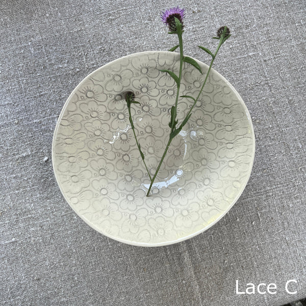 Wonki Ware Pasta Bowl -&nbsp;Warm Grey Lace Pattern