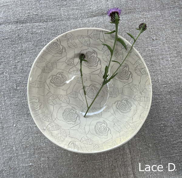 Wonki Ware Pasta Bowl -&nbsp;Warm Grey Lace Pattern