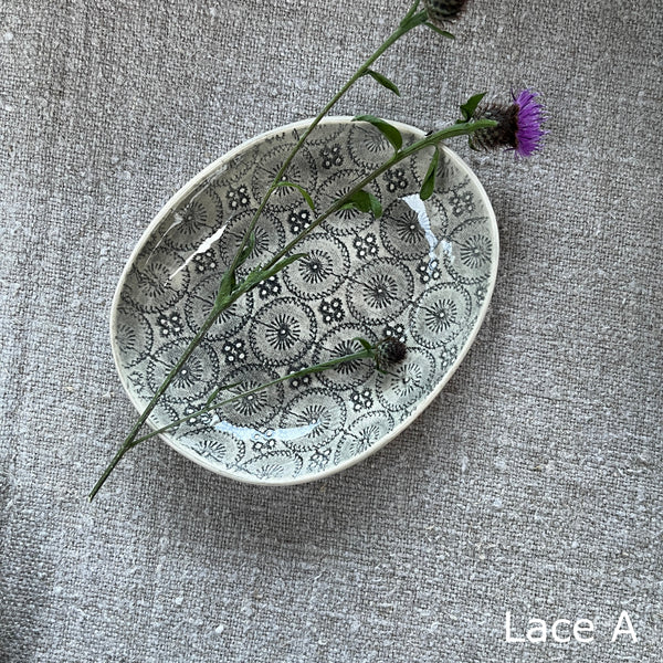 Wonki Ware Sushi or Tapas Dish - Charcoal Lace
