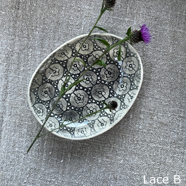 Wonki Ware Sushi or Tapas Dish -&nbsp;Charcoal Lace