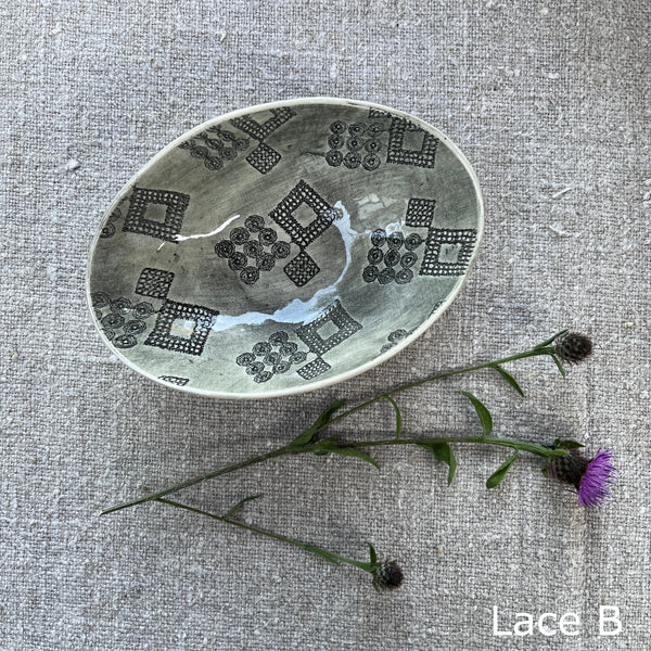 Wonki Ware Oval Bowl - Extra Small - Charcoal Lace
