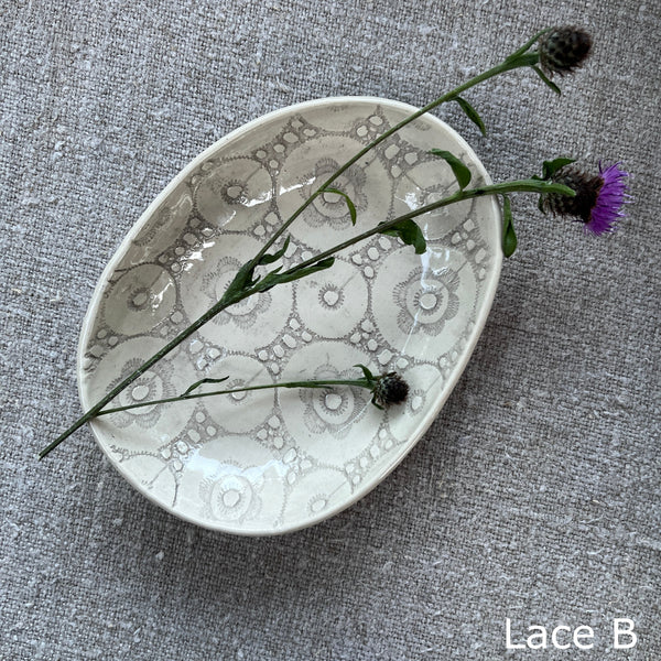 Wonki Ware Sushi or Tapas Dish - Warm Grey Lace