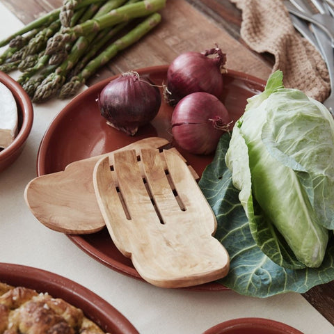 Olive Wood Salad Scoop Servers 