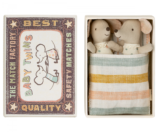 Maileg Baby Mice Twins in a Matchbox