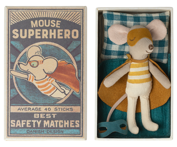 Maileg Superhero Mouse - Little Brother in Matchbox