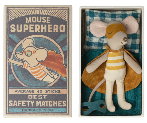 Maileg Superhero Mouse - Little Brother in Matchbox
