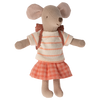 Maileg Tricycle Mouse, Big Sister with Bag - Coral