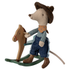 Maileg Cowboy Mouse on Rocking Horse, Little Brother