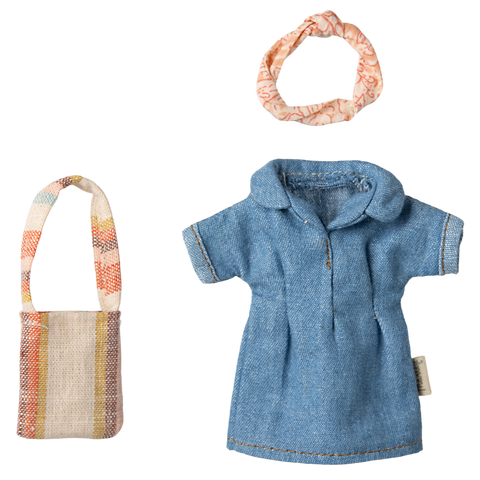 Maileg Denim Dress and Bag for Mum Mouse