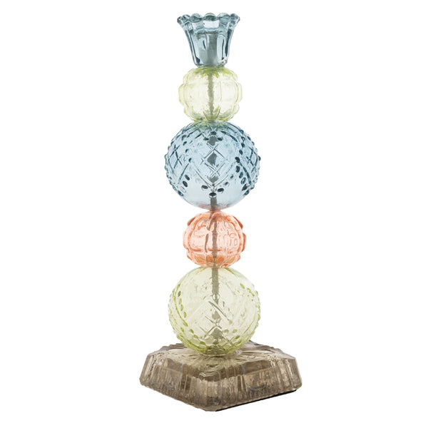 Recycled Glass Candlestick - H 30cm - Multi-Coloured