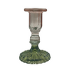 Recycled Glass Candlestick - H 11cm - Dual Coloured