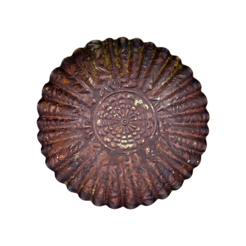 Burnt Red Iron Candle Tray - 14cm