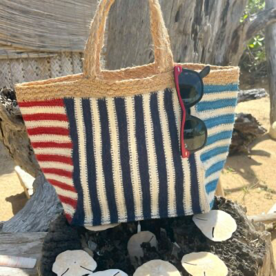 Navy Beni Bag - Small - Braided Rug Company