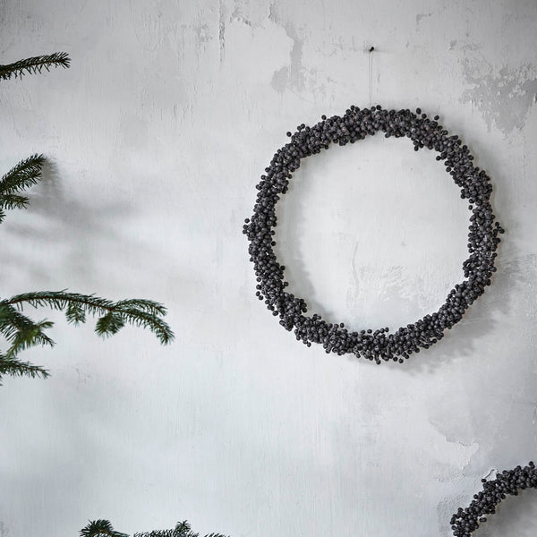 Black Wooden Bead Wreath - Two Sizes