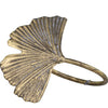Napkin Ring with a Single Gingko Leaf - Set of Four - Antique Brass