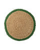 Woven Sisal Round Placemat with Green Trim