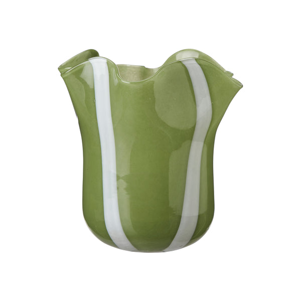 Handmade Stripey Glass Vase - Green