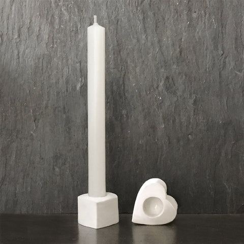 Porcelain Heart Thin Taper Candle Holder