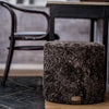 Frida Round Sheepskin Pouffe or Footstool - Black Graphite - 40x40cm