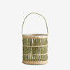 Rattan and Glass Lantern - Green - Two Size Options