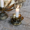Short Antique Brass Leaves Candle Holder