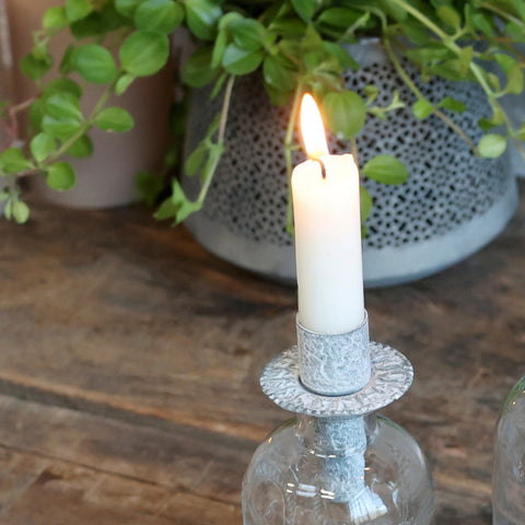 Decorative Antique Zinc Bottle Candleholder