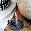 Antique Coal Metal Chamberstick or Wee Willie Winkie Candle-Holder