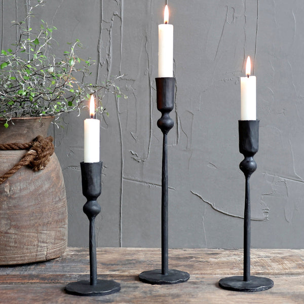 Handmade Black Iron Candlestick - Three Sizes