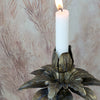 Antique Brass Flower Bottle-Top Candleholder