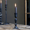 Decorative Black Iron Candlestick - 16cm