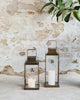 Lyon Antiqued Brass and Glass Lantern Range