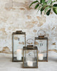 Lyon Antiqued Brass and Glass Lantern Range
