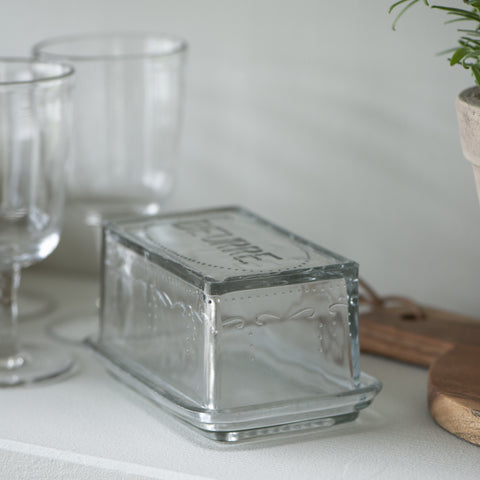 Large Pressed Glass Butter Dish