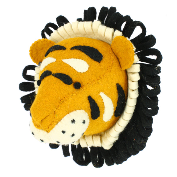 Mini Tiger Felt Wall Head by Fiona Walker, England