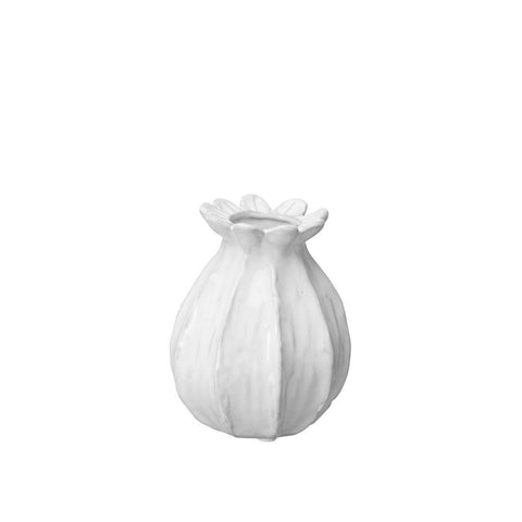 <strong>White Stoneware Pod-Shaped Vase - Two Sizes</strong><br>