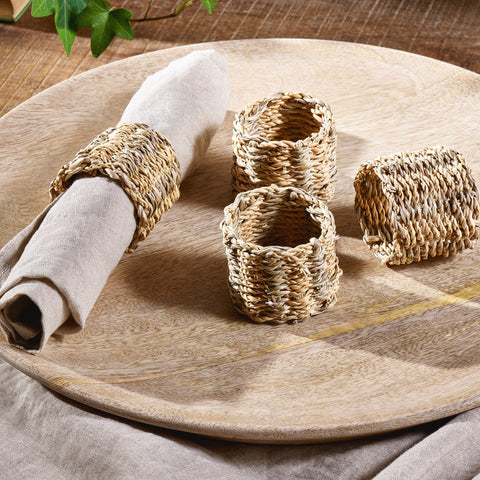 Woven Seagrass Napkin Rings - Set of Four