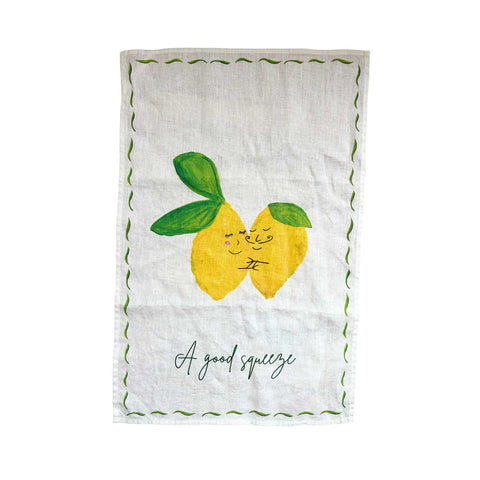 A Good Squeeze - Lemon - Linen Tea Towel