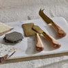 Acacia Wood and Gold Cheese Knife Set