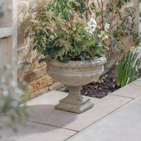 Aged Stone Effect Pedestal Planter