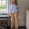 Amelia Cotton Trousers from Chalk - Dark Beige
